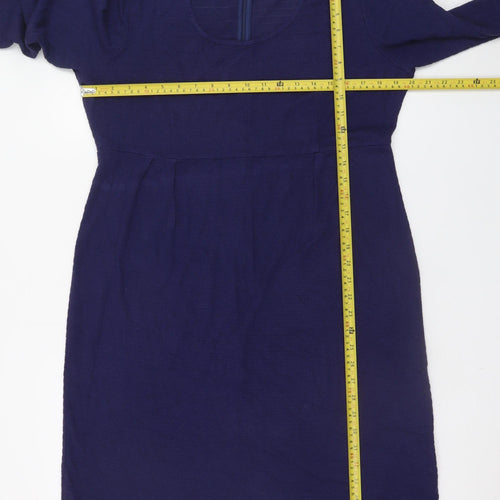 Adini Women's Blue Long Sleeve Shift Dress Size L Viscose Blend
