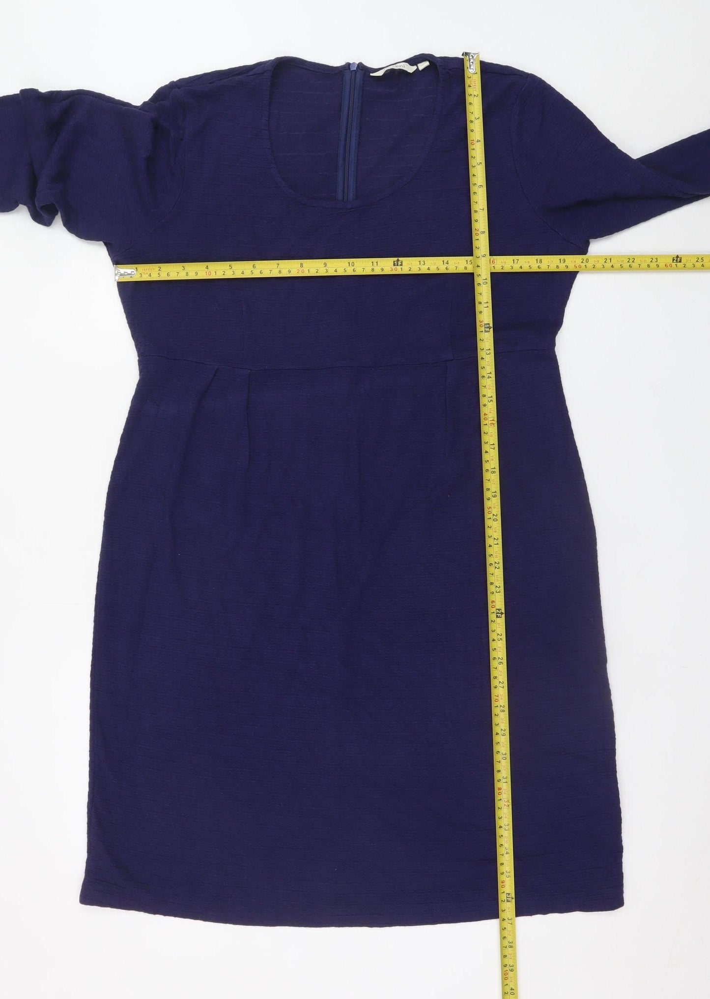 Adini Women's Blue Long Sleeve Shift Dress Size L Viscose Blend