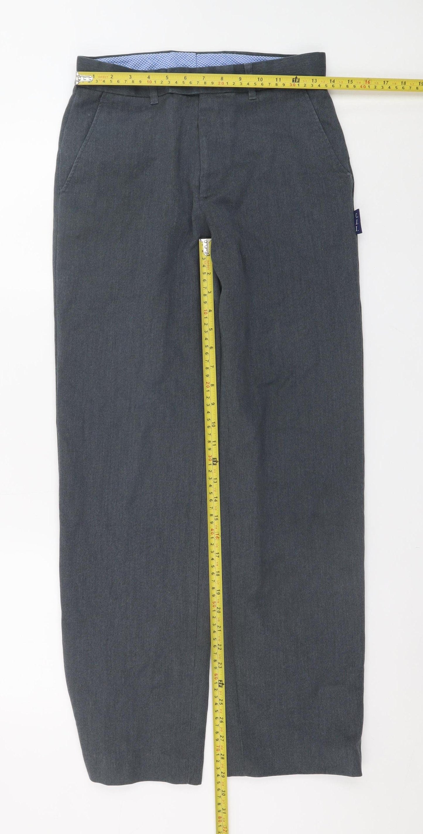Hunter Men Grey Chino Trousers 30x32 Regular Fit