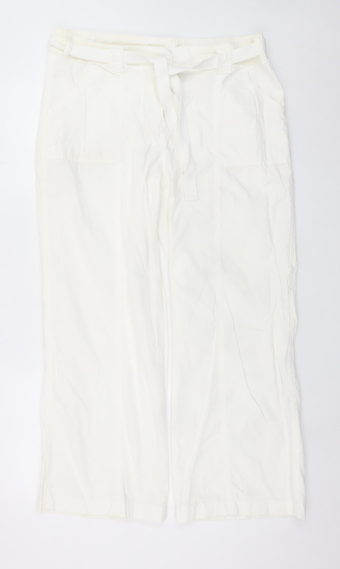 Marks and Spencer Womens Ivory Cotton Cargo Trousers Size 14