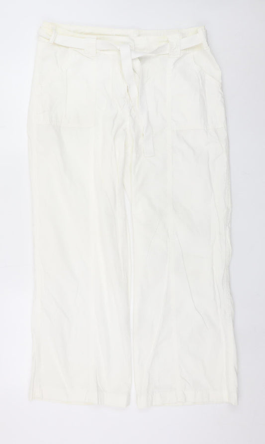 Marks and Spencer Womens Ivory Cotton Cargo Trousers Size 14