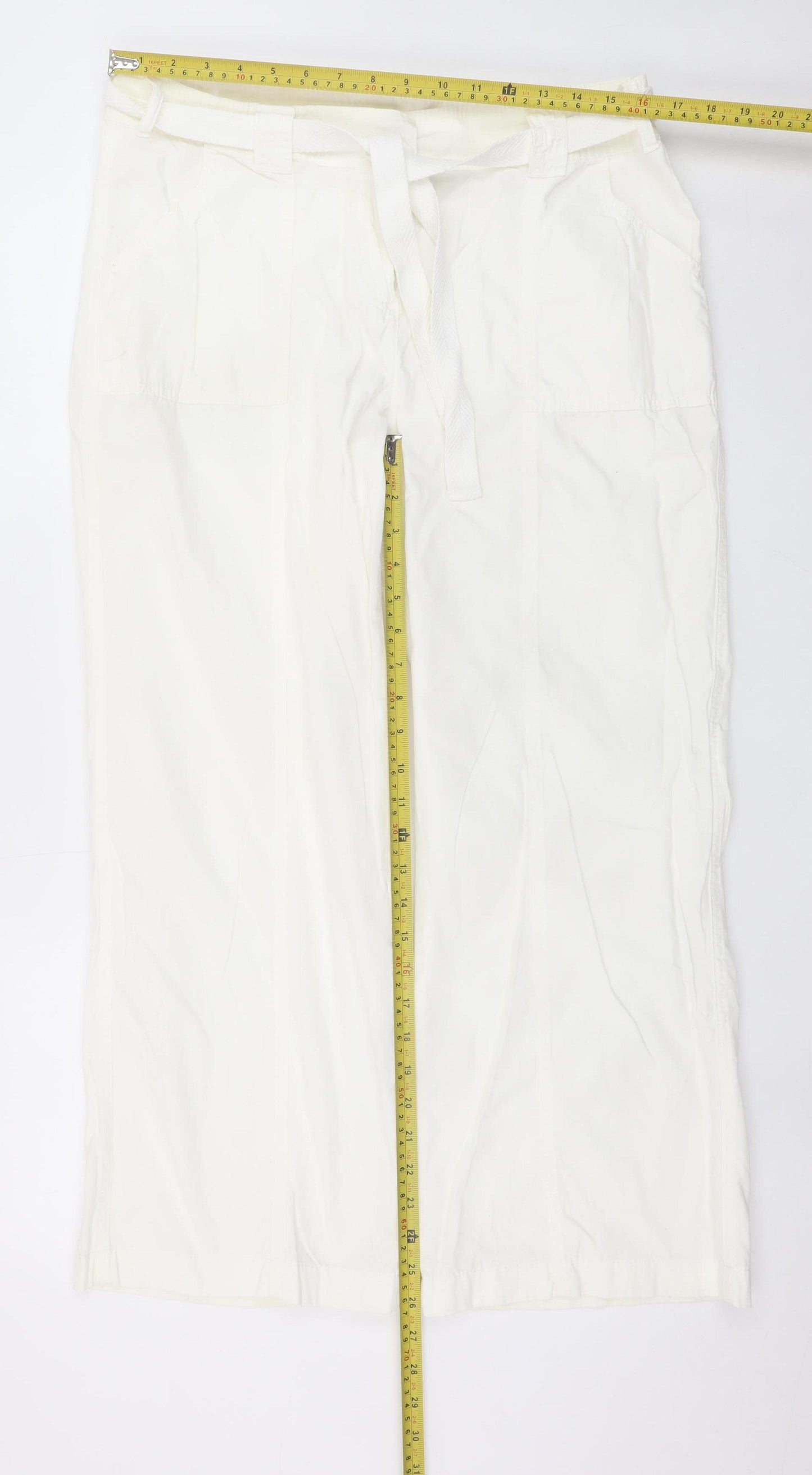Marks and Spencer Womens Ivory Cotton Cargo Trousers Size 14