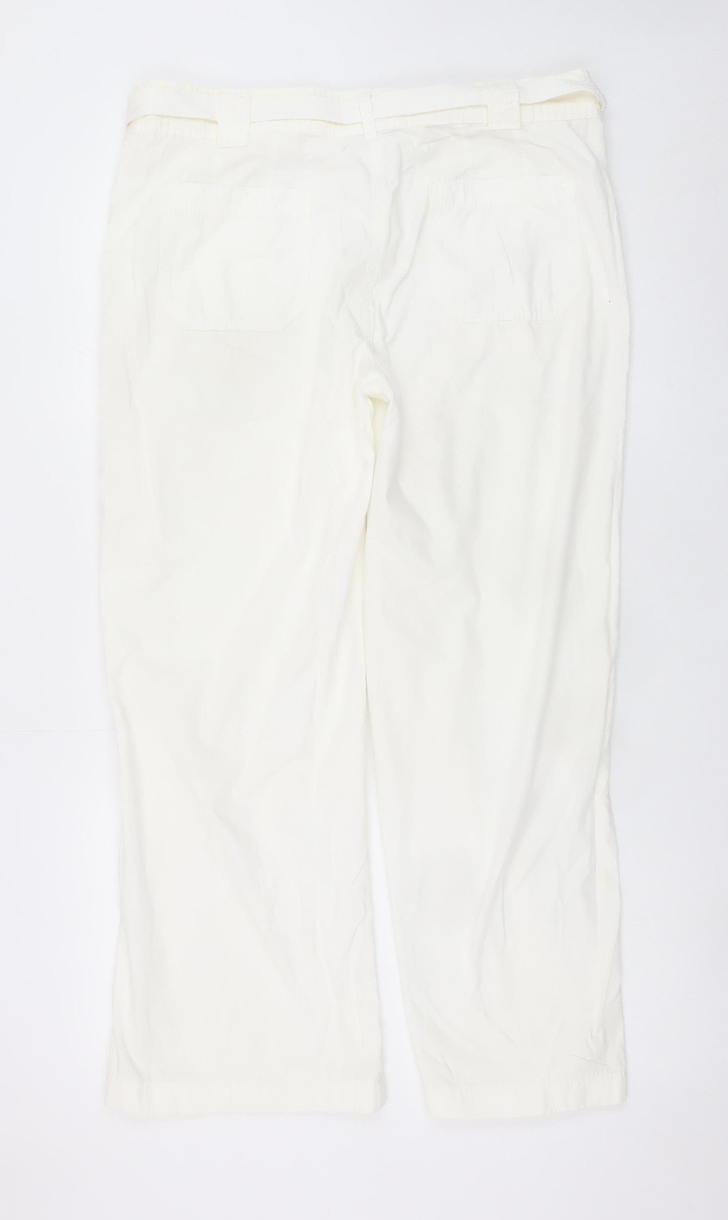 Marks and Spencer Womens Ivory Cotton Cargo Trousers Size 14