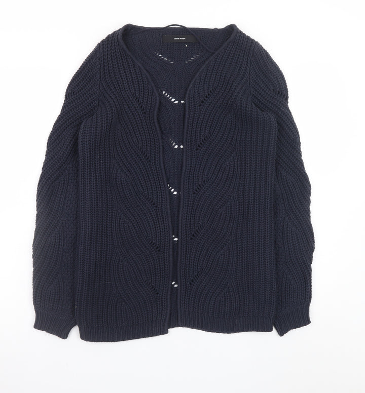 Vero Moda Women's Blue Chunky-Knit Open Cardigan XS