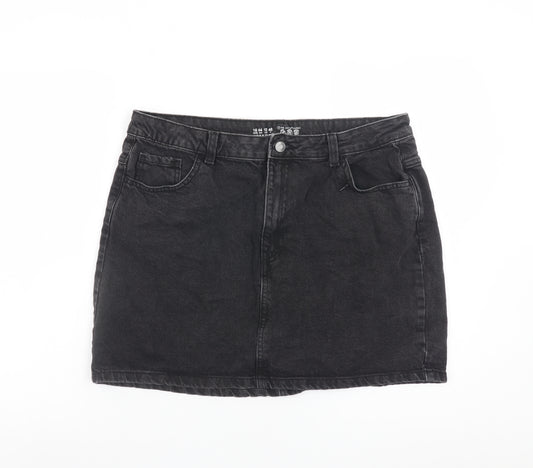 Primark Women’s Black Denim Short Skirt Size 16 Stretch Casual