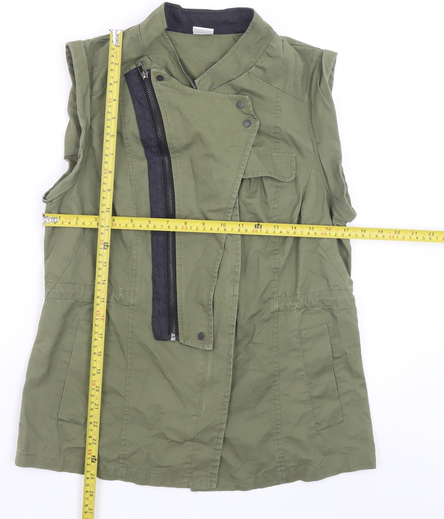 Vero Moda Women's Green Military Sleeveless Waistcoat M