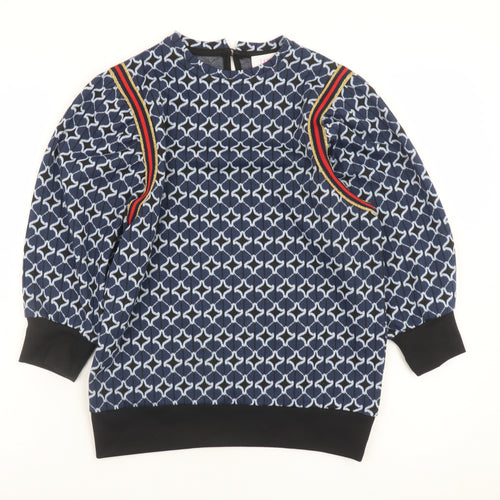Savida Women's Blue Geometric Puff Sleeve Pullover Jumper Size 8