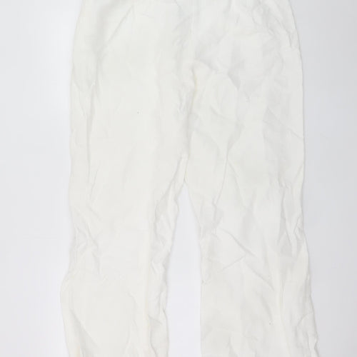 Marks and Spencer Per Una Women's White Linen-Cotton Cropped Trousers Size 14R