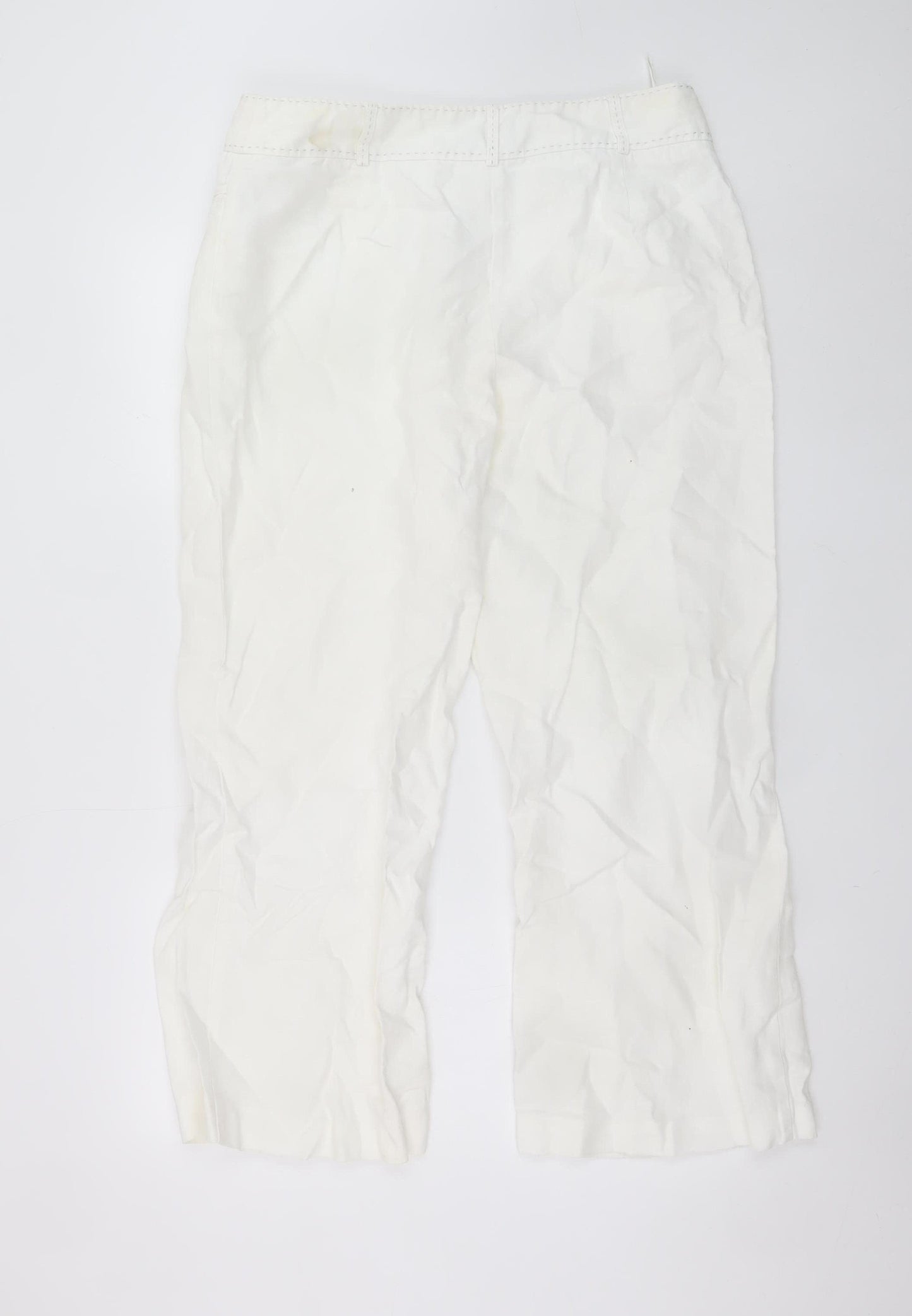Marks and Spencer Per Una Women's White Linen-Cotton Cropped Trousers Size 14R