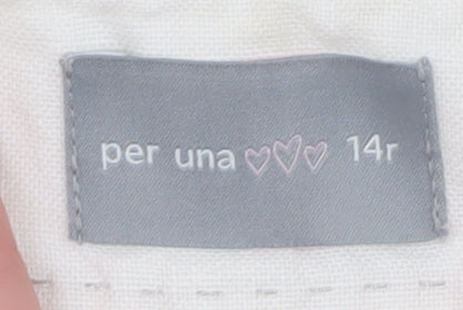 Marks and Spencer Per Una Women's White Linen-Cotton Cropped Trousers Size 14R