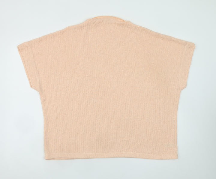 Gallery Womens Beige XL Relaxed Knit Short Sleeve Jumper