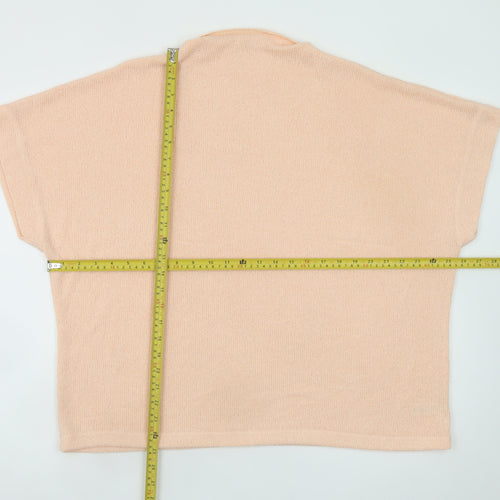Gallery Womens Beige XL Relaxed Knit Short Sleeve Jumper