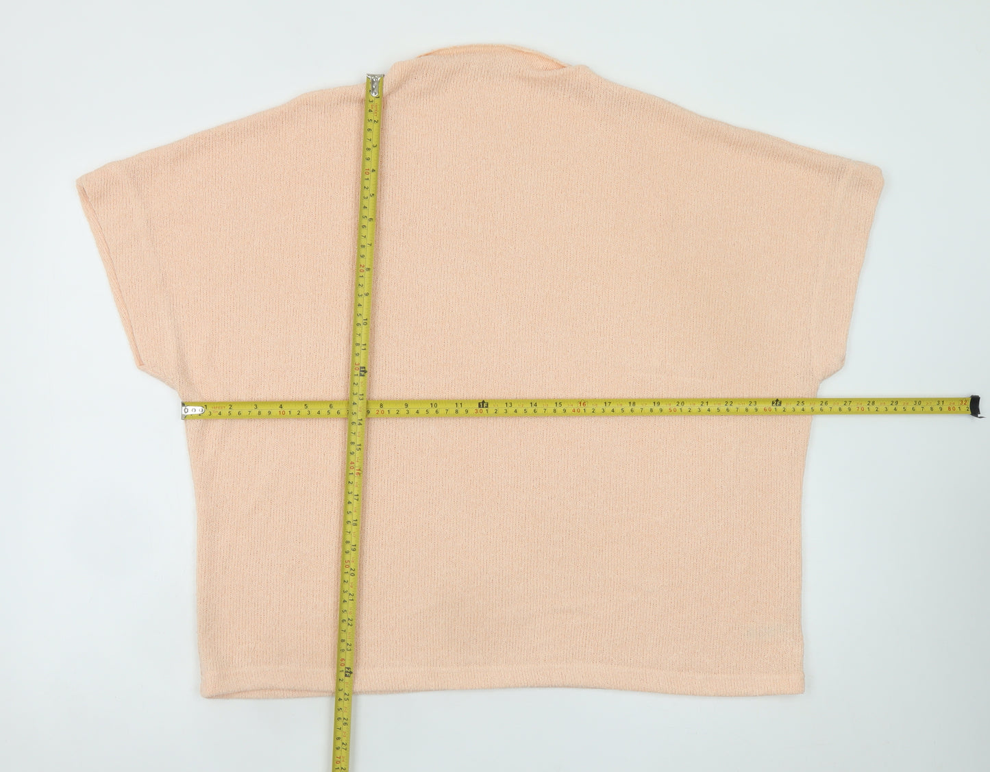 Gallery Womens Beige XL Relaxed Knit Short Sleeve Jumper
