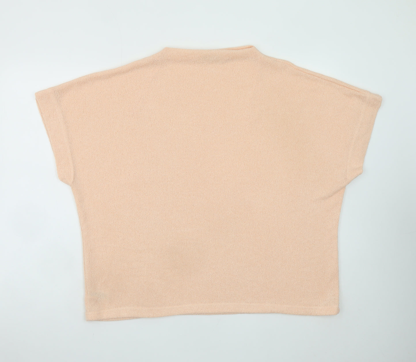 Gallery Womens Beige XL Relaxed Knit Short Sleeve Jumper