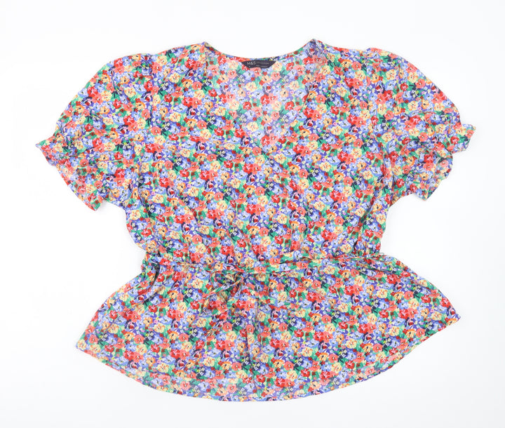 Marks and Spencer Women’s Multicoloured Floral Wrap Blouse Size 16