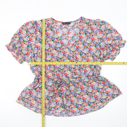 Marks and Spencer Women’s Multicoloured Floral Wrap Blouse Size 16