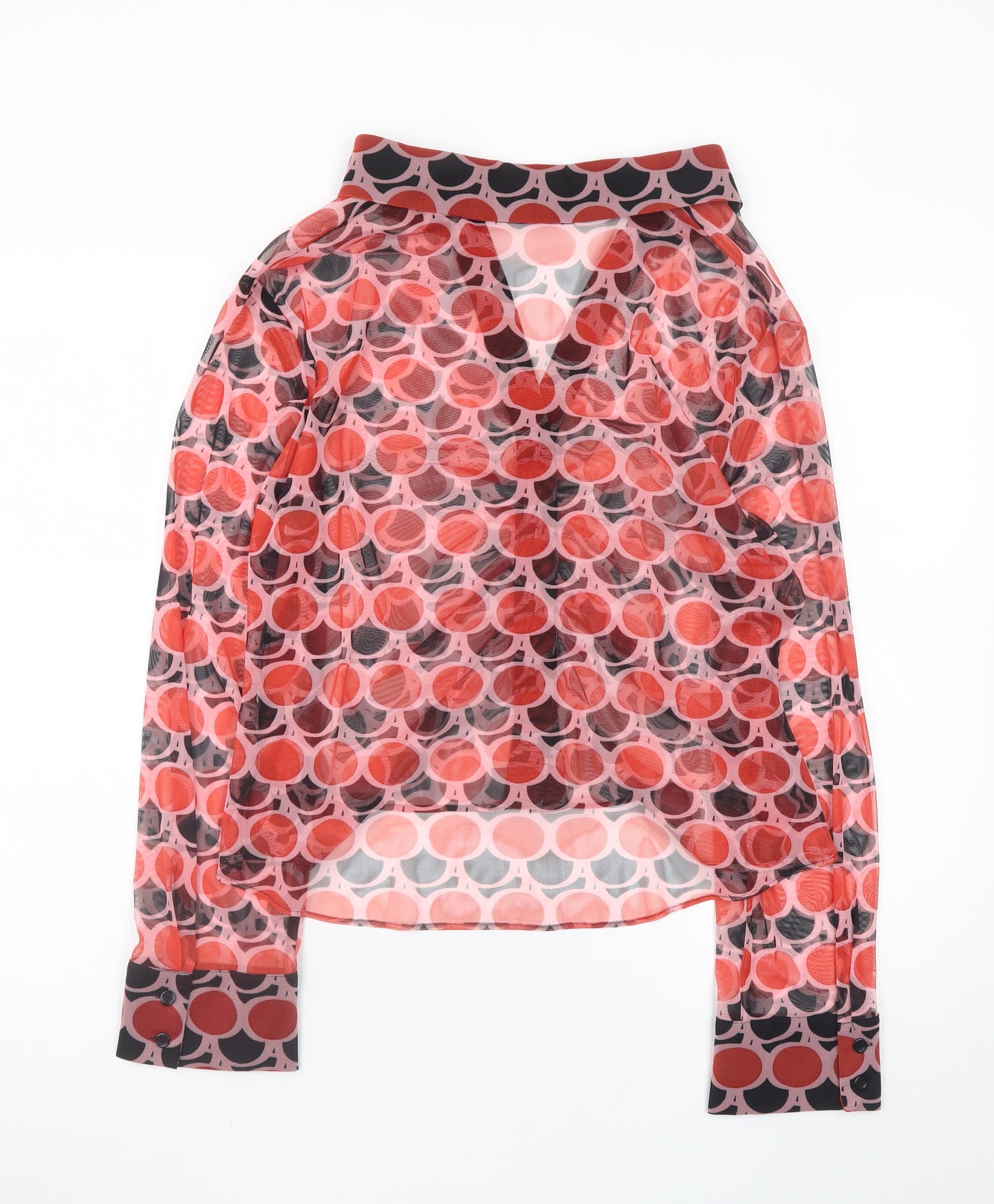ZARA Womens Multicoloured Geometric Sheer Mesh Blouse Size 18
