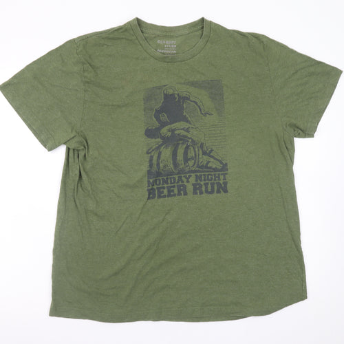 Old Navy Men’s Green XL Beer Run Graphic T-Shirt Short Sleeve Crew Neck