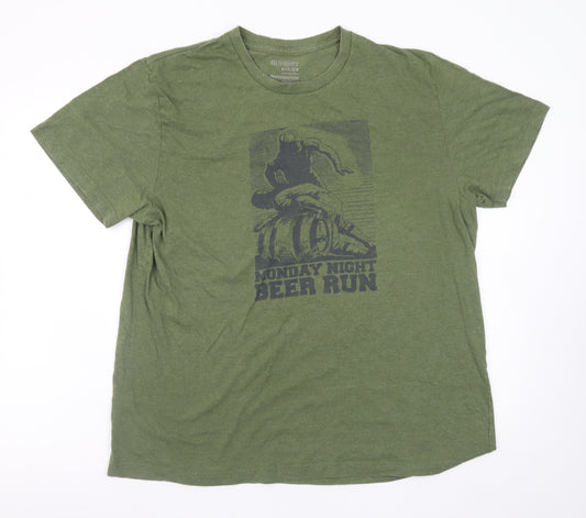 Old Navy Men’s Green XL Beer Run Graphic T-Shirt Short Sleeve Crew Neck