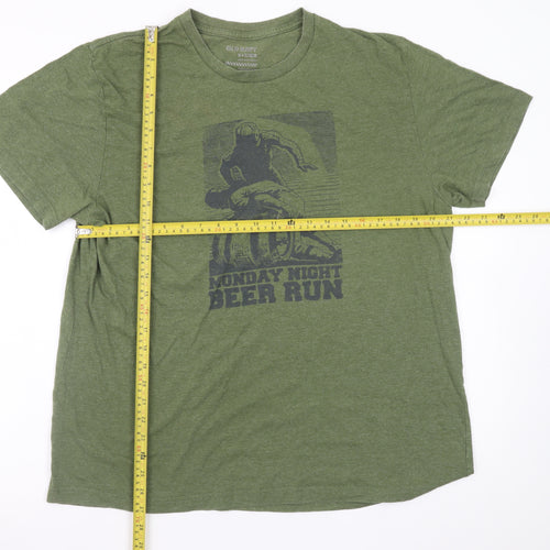 Old Navy Men’s Green XL Beer Run Graphic T-Shirt Short Sleeve Crew Neck