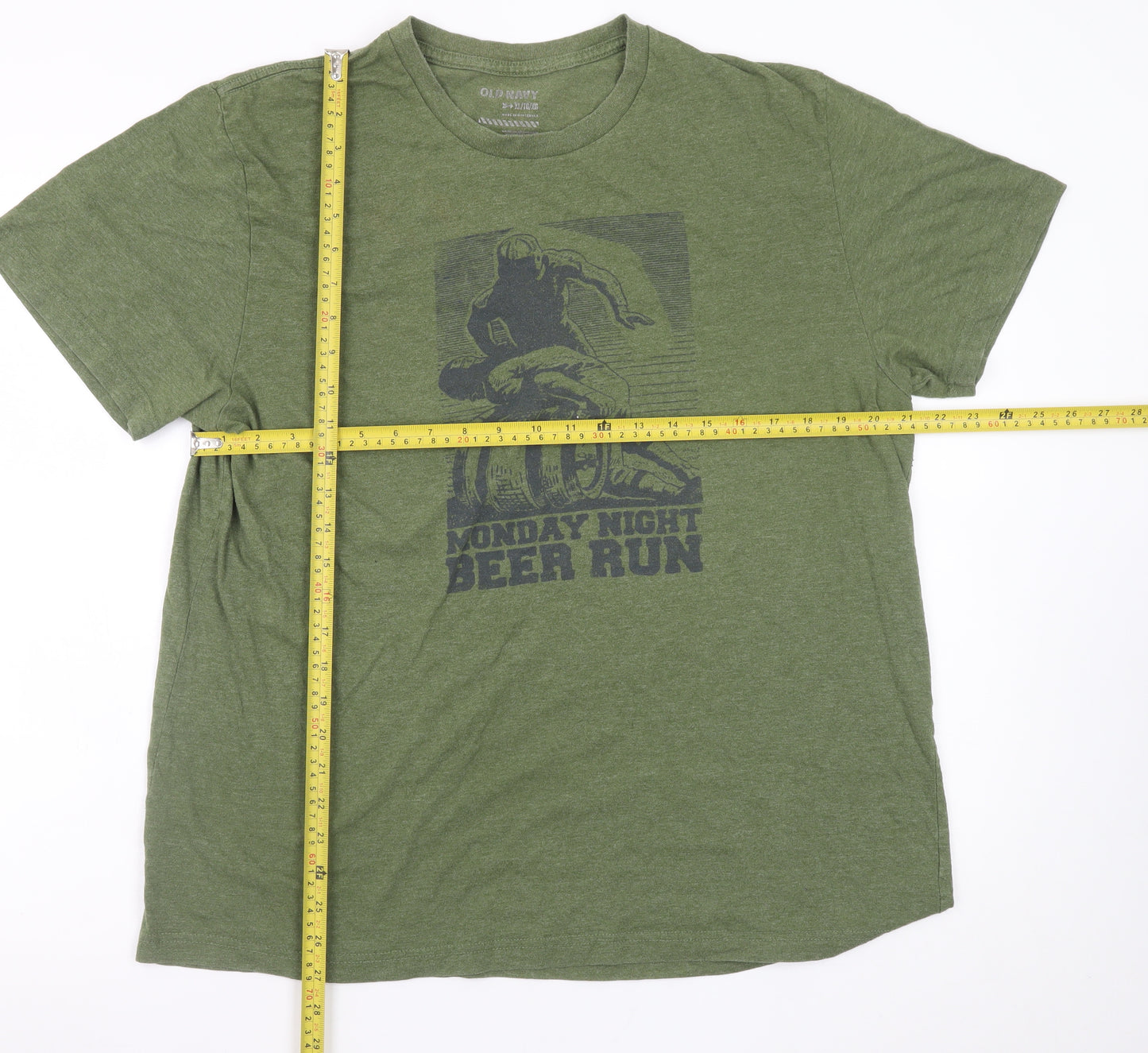 Old Navy Men’s Green XL Beer Run Graphic T-Shirt Short Sleeve Crew Neck