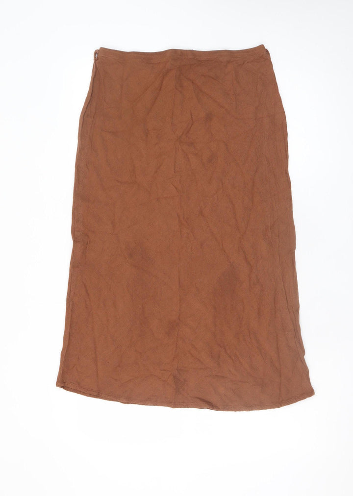 ASOS DESIGN Women's Brown Midi Straight Skirt Size 14 Viscose