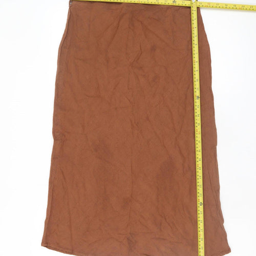 ASOS DESIGN Women's Brown Midi Straight Skirt Size 14 Viscose