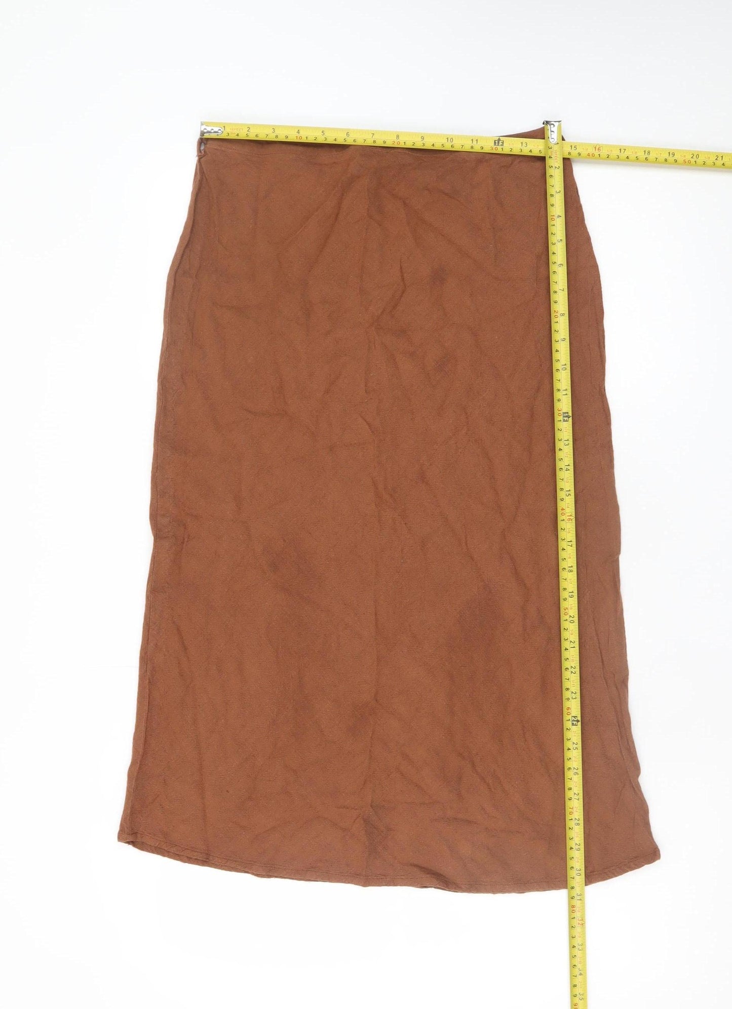 ASOS DESIGN Women's Brown Midi Straight Skirt Size 14 Viscose
