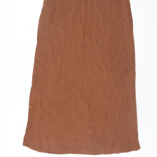 ASOS DESIGN Women's Brown Midi Straight Skirt Size 14 Viscose