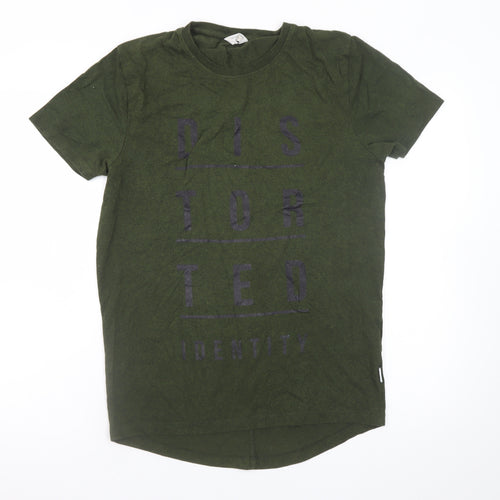 Jack & Jones Men's Green Graphic Print Crew Neck T-Shirt Size L