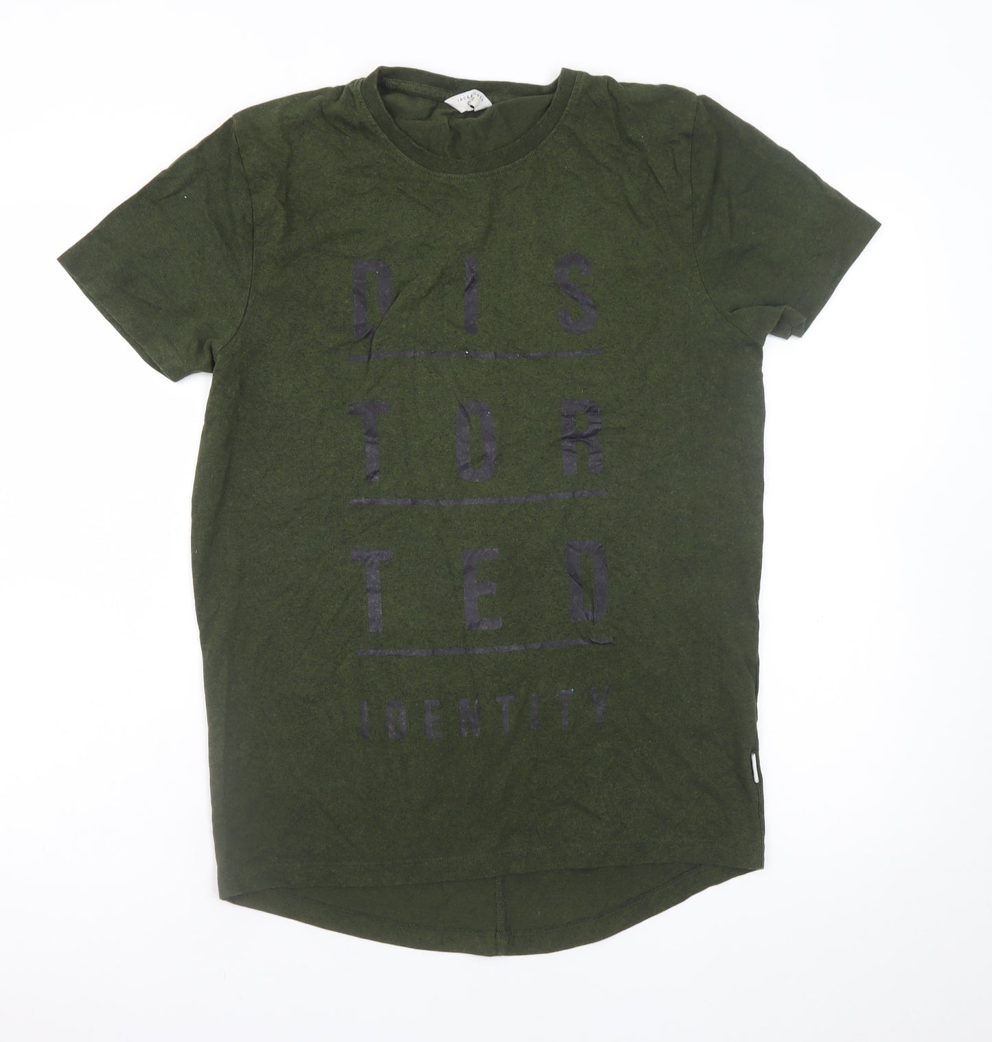 Jack & Jones Men's Green Graphic Print Crew Neck T-Shirt Size L