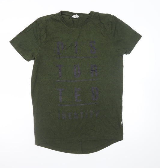 Jack & Jones Men's Green Graphic Print Crew Neck T-Shirt Size L