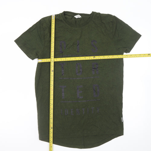 Jack & Jones Men's Green Graphic Print Crew Neck T-Shirt Size L