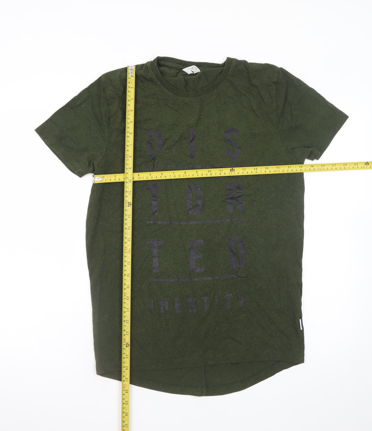 Jack & Jones Men's Green Graphic Print Crew Neck T-Shirt Size L