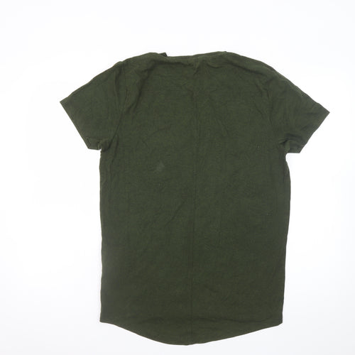 Jack & Jones Men's Green Graphic Print Crew Neck T-Shirt Size L