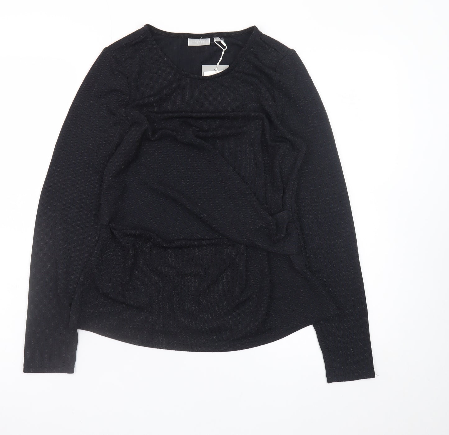 Fransa Women's Black Long Sleeve Polyester Blouse M