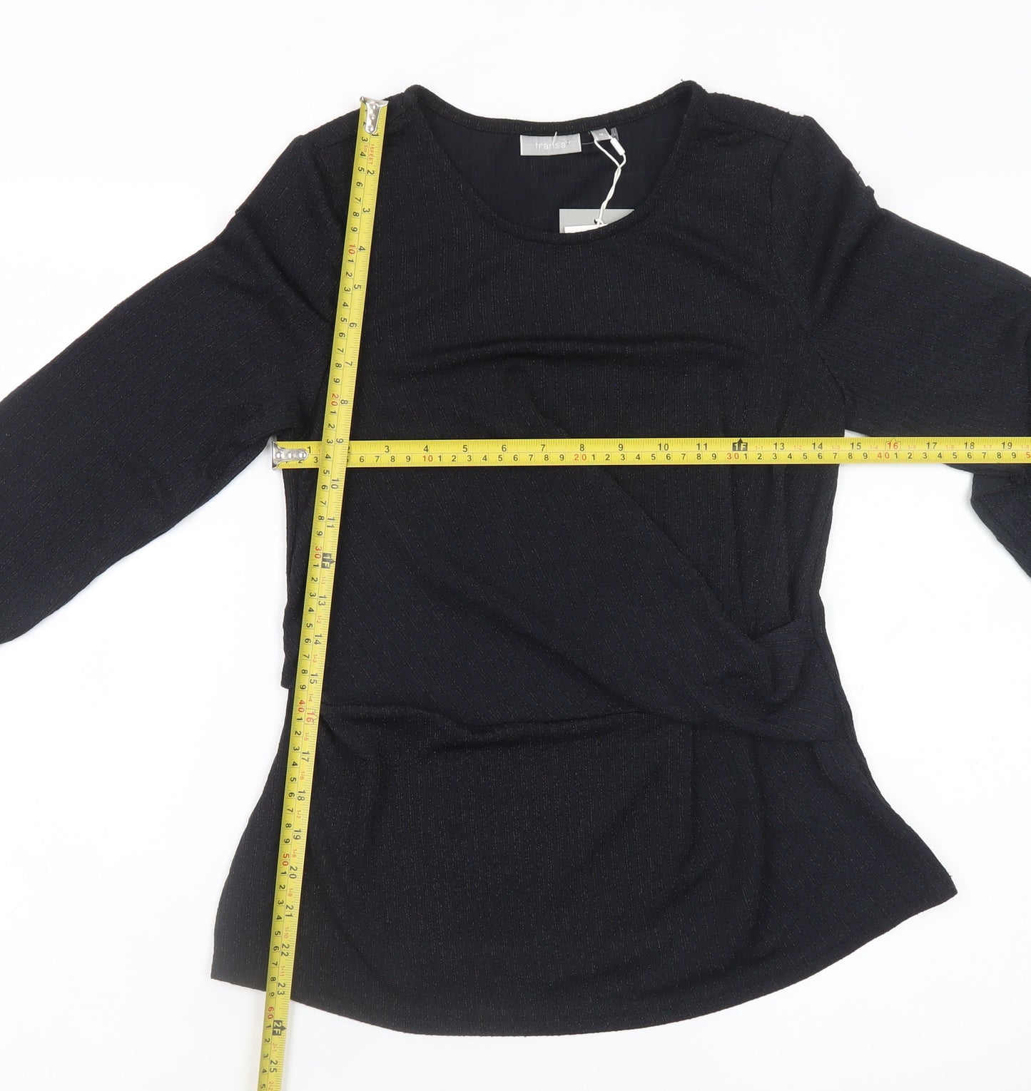 Fransa Women's Black Long Sleeve Polyester Blouse M