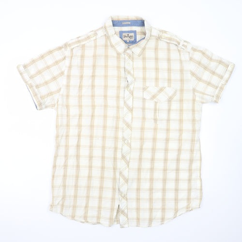 Wrangler Men’s Beige Plaid Short Sleeve 2XL Button-Up Cotton Shirt