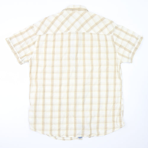 Wrangler Men’s Beige Plaid Short Sleeve 2XL Button-Up Cotton Shirt