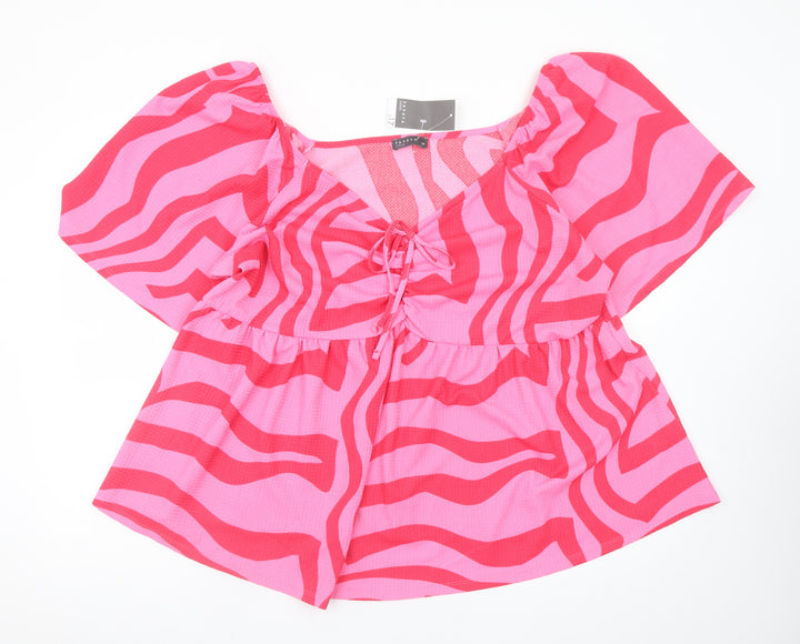Papaya Curve Women’s Pink Animal Print Tunic Blouse Size 24