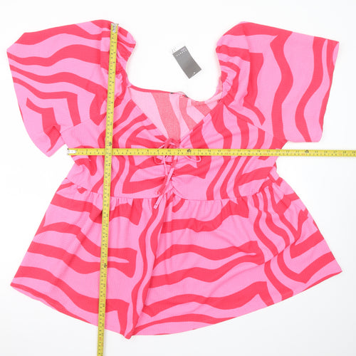 Papaya Curve Women’s Pink Animal Print Tunic Blouse Size 24