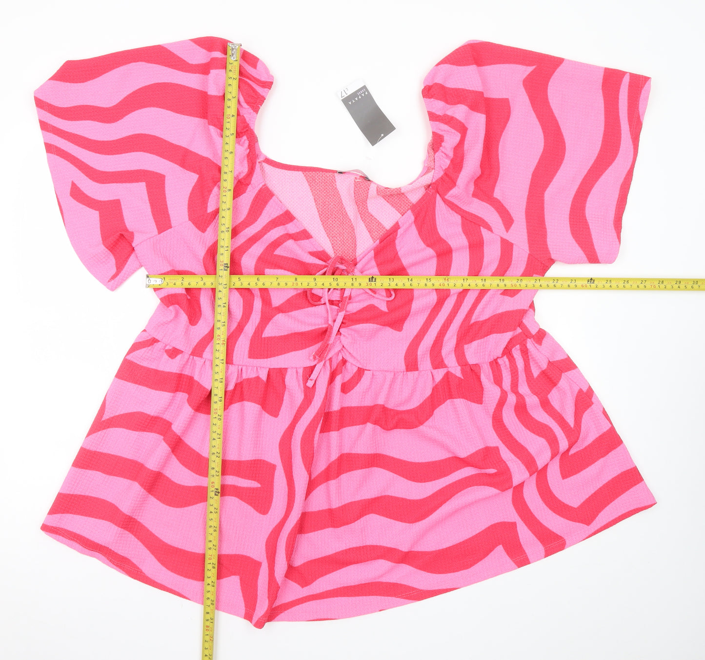 Papaya Curve Women’s Pink Animal Print Tunic Blouse Size 24