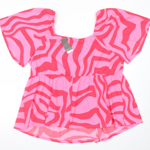 Papaya Curve Women’s Pink Animal Print Tunic Blouse Size 24
