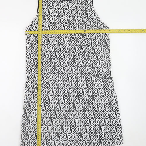 Vestry Women Black Geometric Shift Dress Size 12 Sleeveless