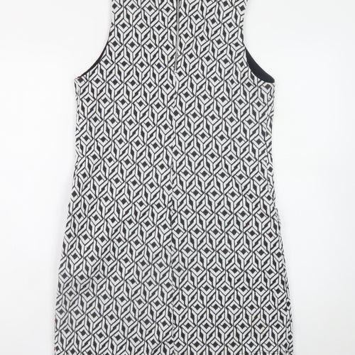 Vestry Women Black Geometric Shift Dress Size 12 Sleeveless