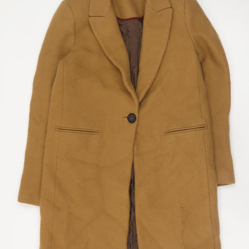 Zara Woman Brown Wool Blend Long Overcoat Size 12
