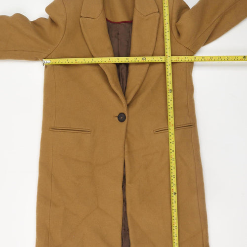 Zara Woman Brown Wool Blend Long Overcoat Size 12