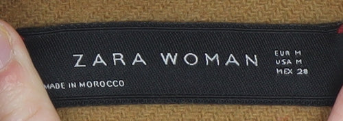 Zara Woman Brown Wool Blend Long Overcoat Size 12