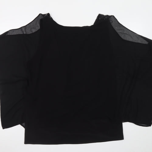 Wallis Women’s Black Chiffon Beaded Kimono Sleeve Blouse XL