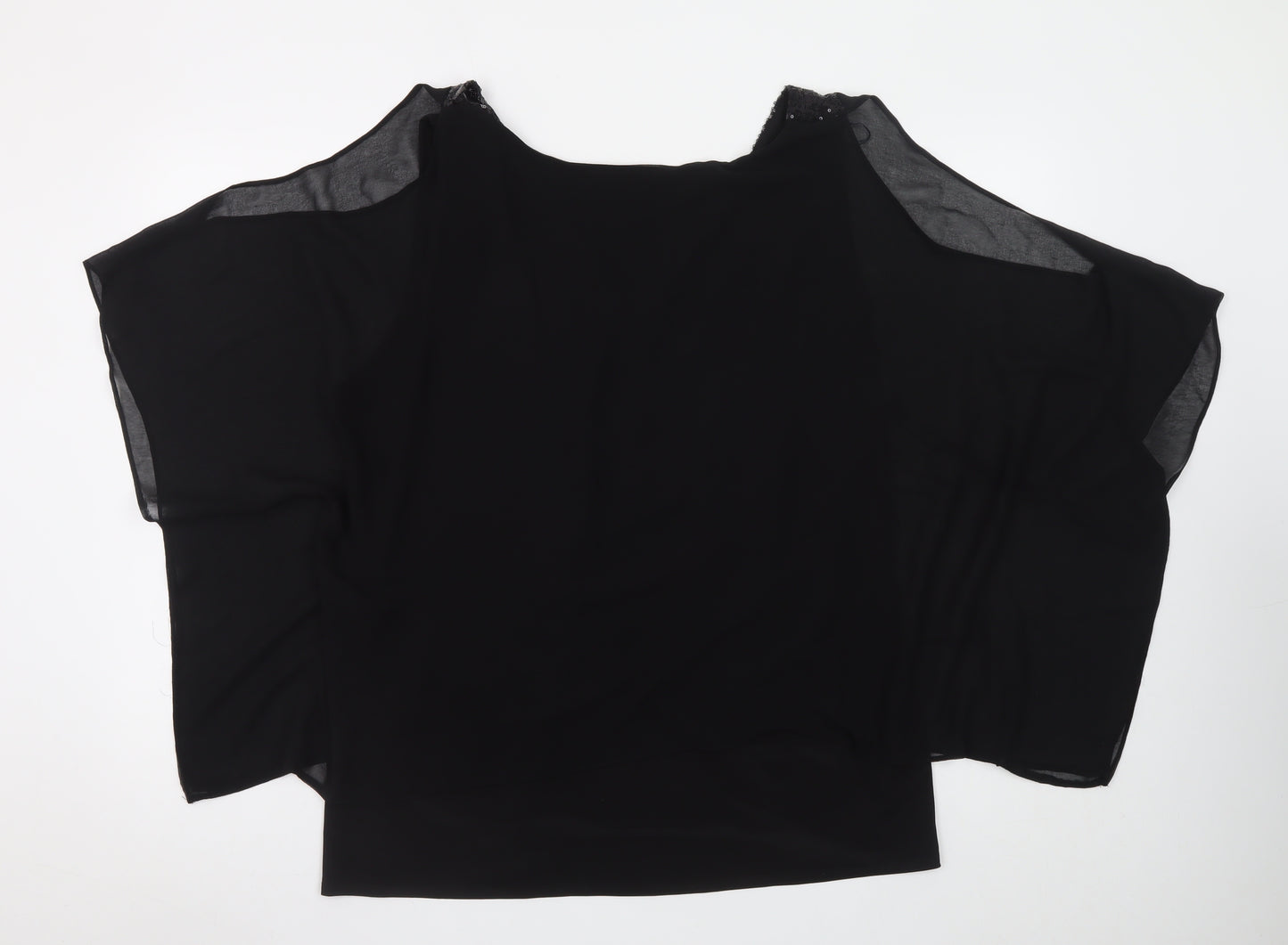 Wallis Women’s Black Chiffon Beaded Kimono Sleeve Blouse XL